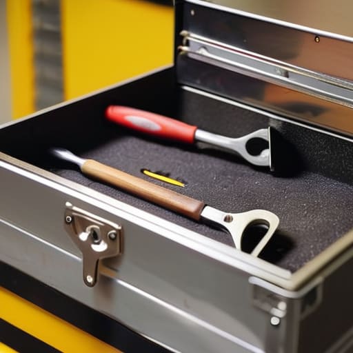 Person decluttering a toolbox for organization.