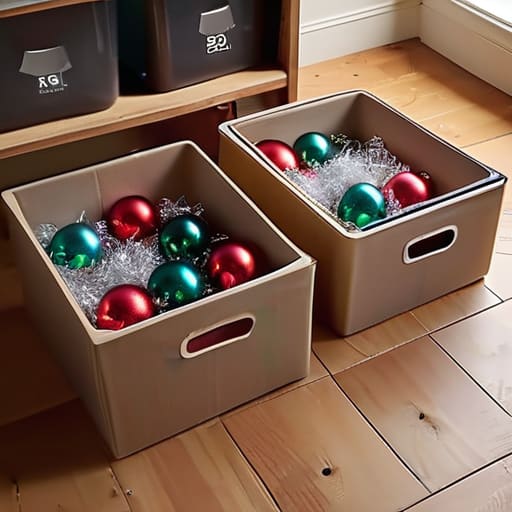 Organizing holiday decorations for efficient storage.