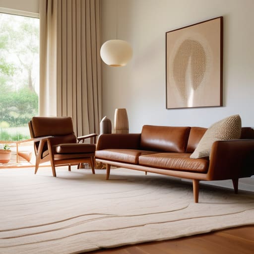 Cozy room design via rug placement.