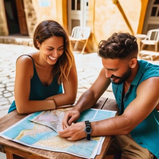 Group of people traveling with friends.