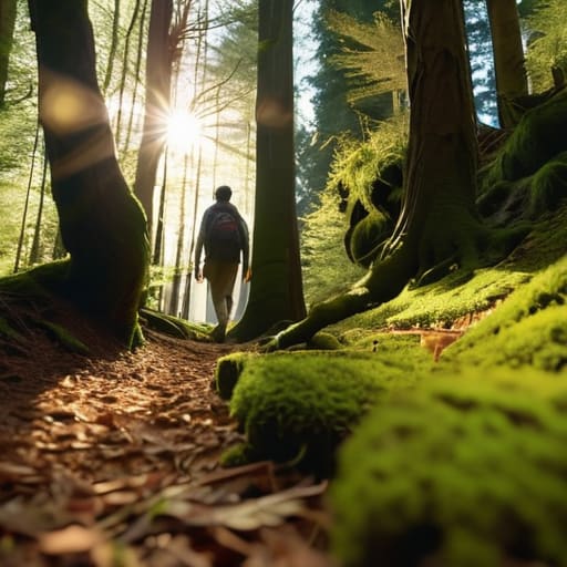 Walking for inspiration on a scenic stroll.