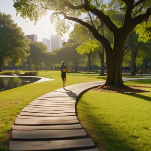 People walking in parks enjoying amenities.