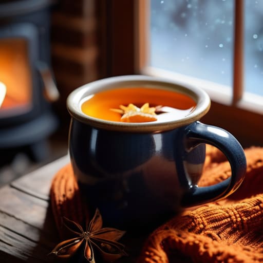 Soothing winter tea blends in a cup.